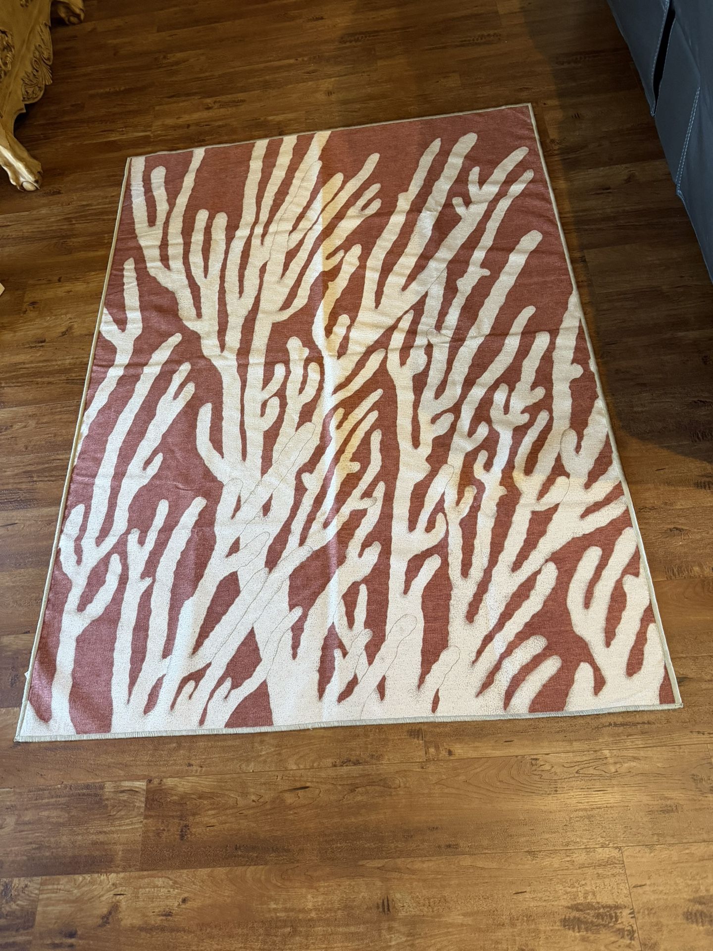 Ruggable Washable Rug – Coral Reef Pattern (Terracotta & Ivory) 5’x7’ No Pad
