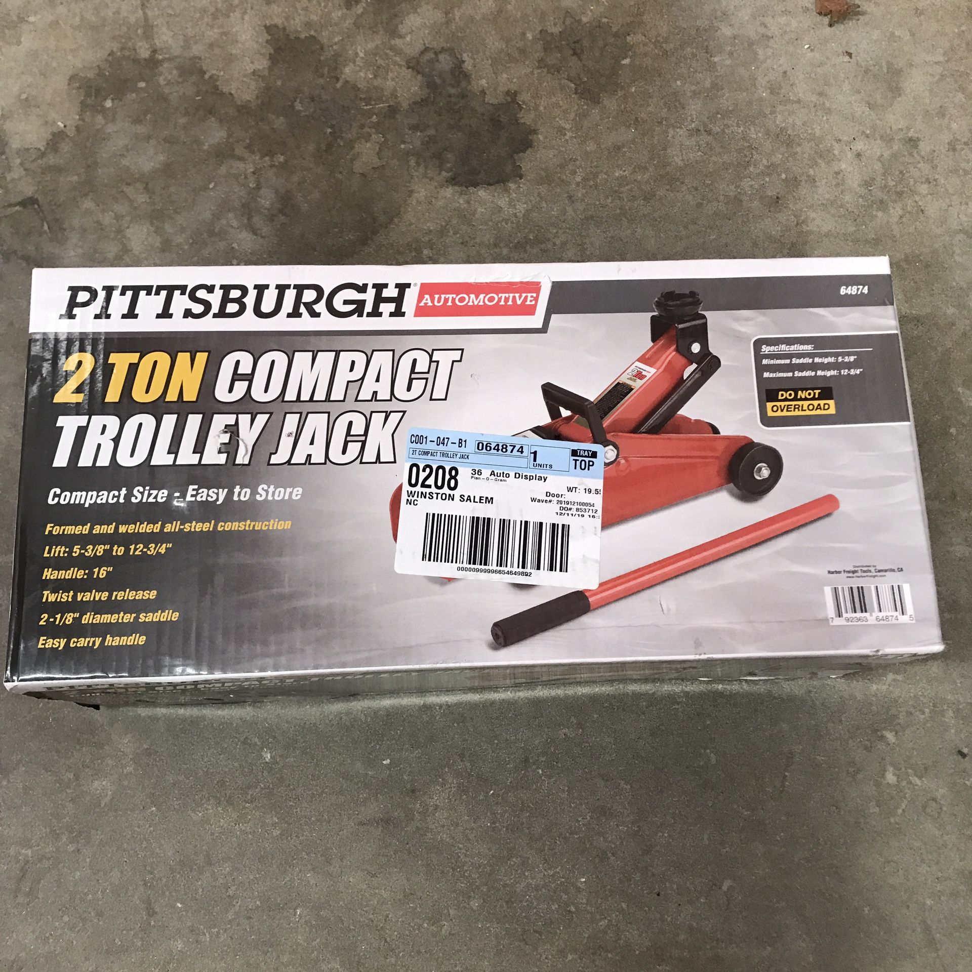 2 ton trolley jack new in box never used