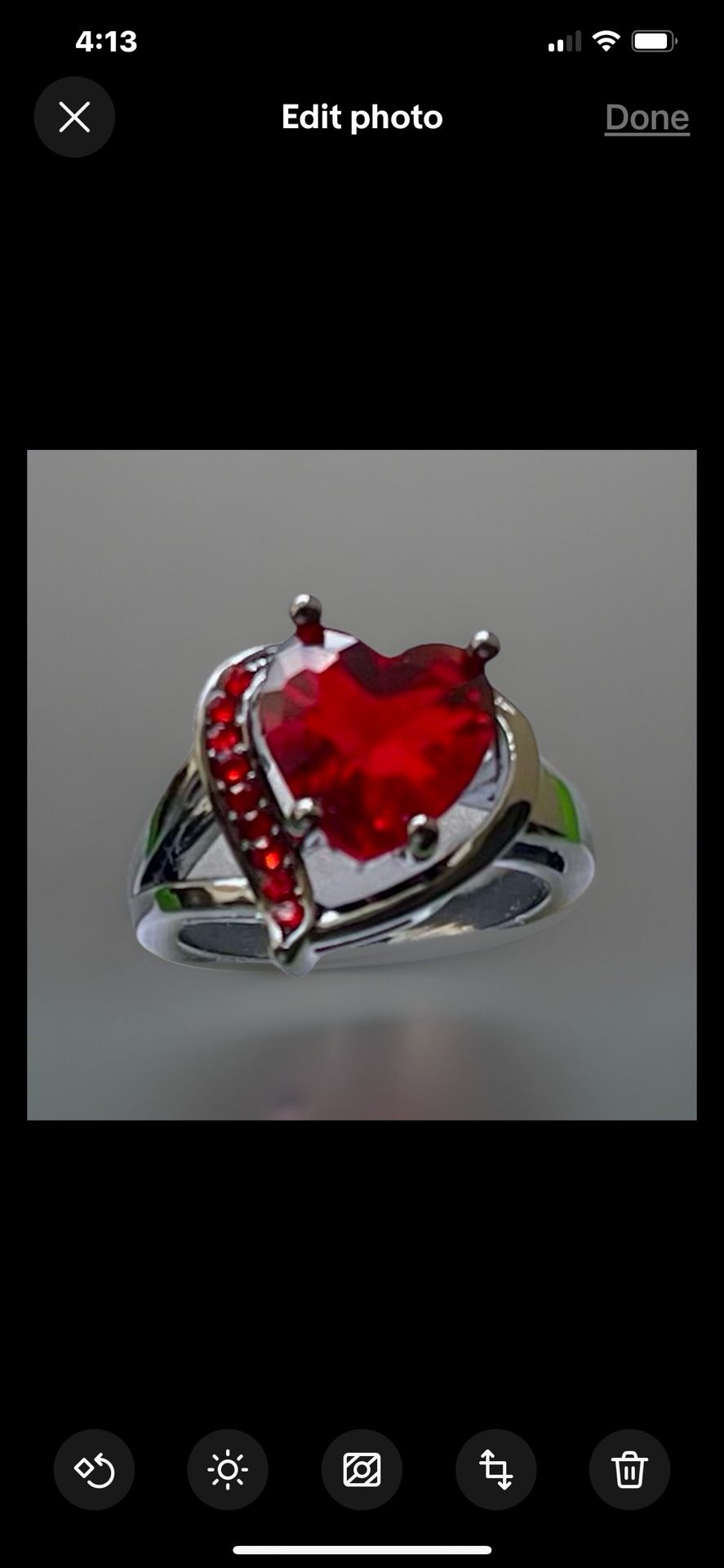 Beautiful & New Red Heart Shaped Ring Size 6.5