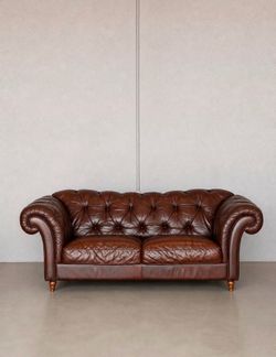 Oversized Natuzzi Leather Chesterfield Sofa Couch Loveseat
