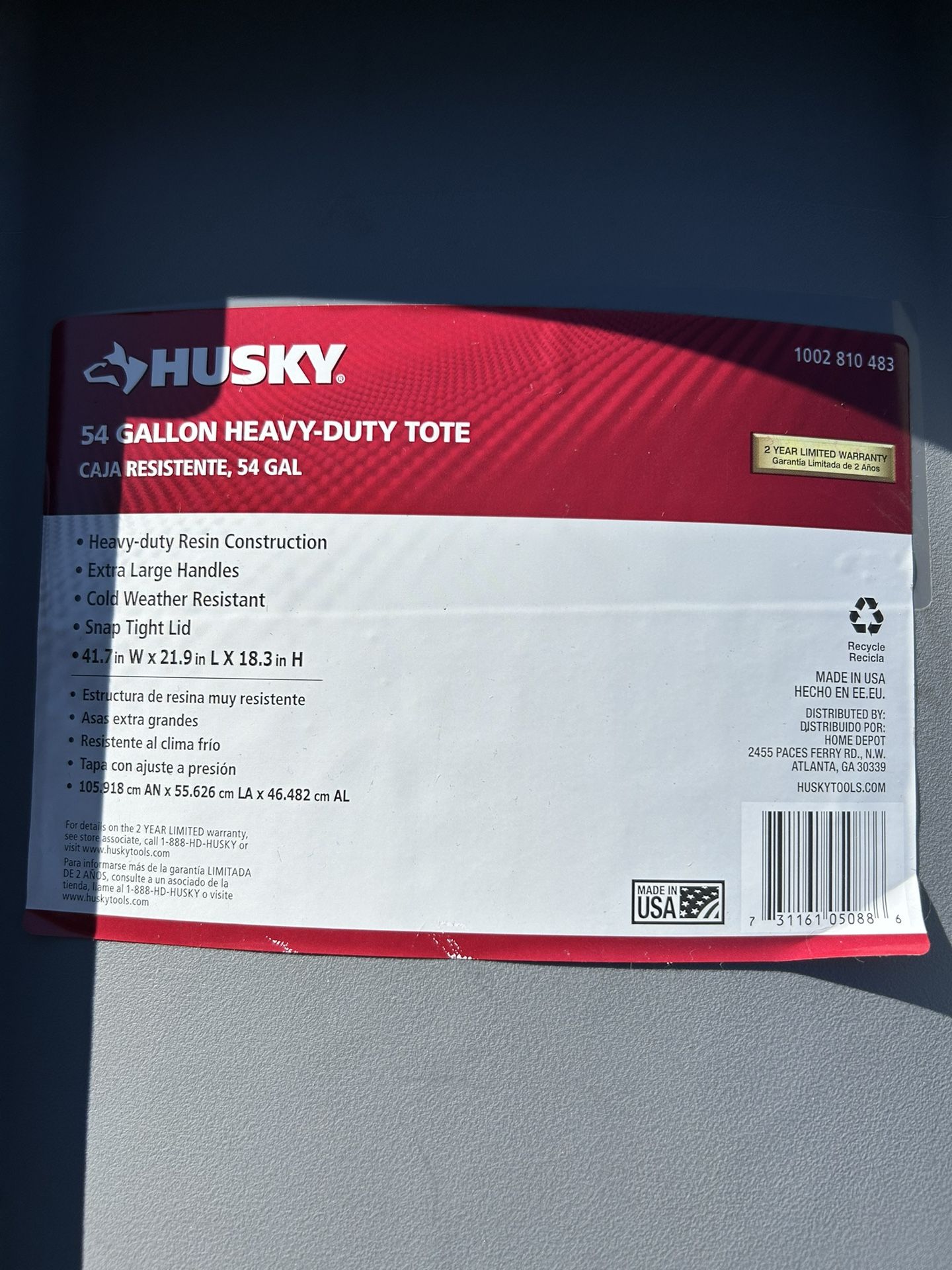 Both Husky Plastic Container 54 Gallon Heavy Duty Tote 