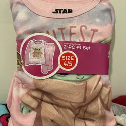 New Fleece Star Wars Yoda Pajamas Size 4/5 