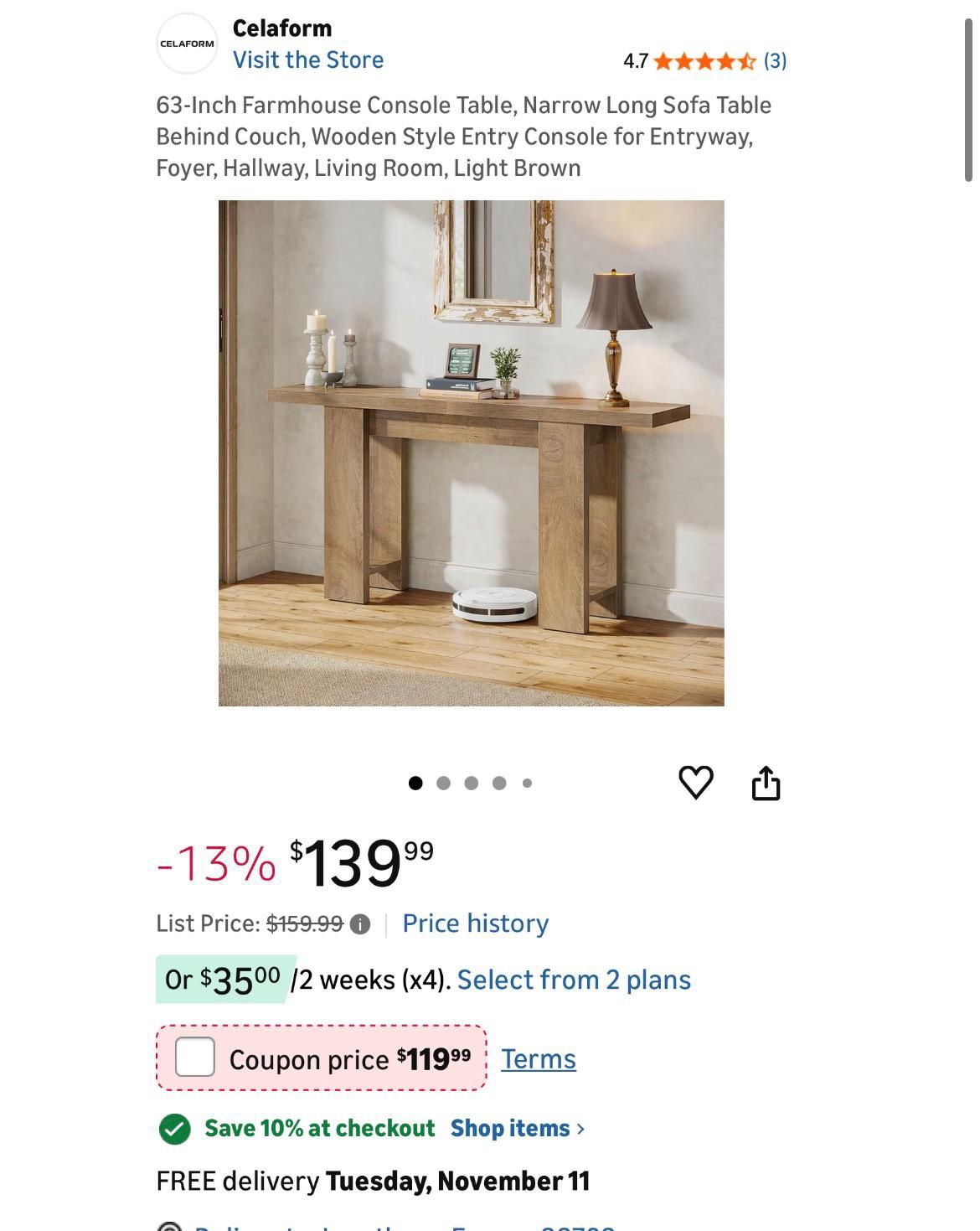 New Entry Console Table