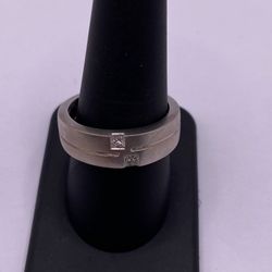 14K White Gold Princess Cut Diamond Band Ring