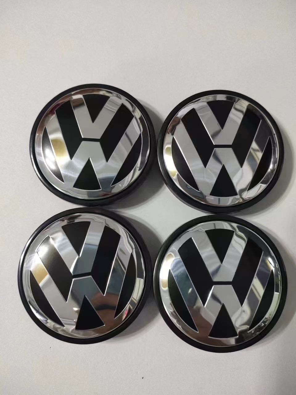 OEM Golf Passat Jetta Chrome & Black 55mm Center Cap for Volkswagen VW SET x4  VW 56