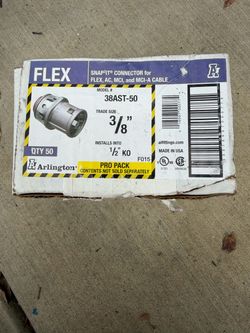36 COUNT Arlington 38AST-50 Snap2It 3/8" Flex/MC Cable Connectors – Made in USA