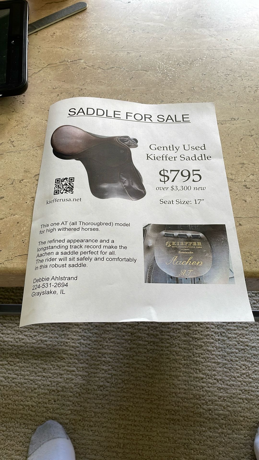 Kieffer Saddle For Sale