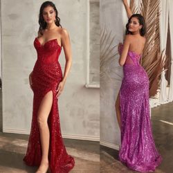 New With Tags Sequin Strapless Corset Bodice Long Formal Dress & Prom Dress $239