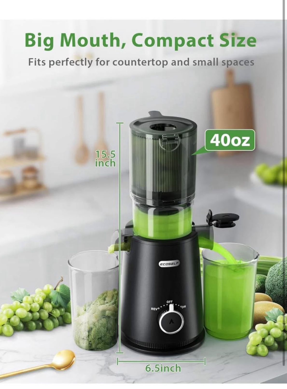Juicer Machines Easy to Clean, with Wide Mouth & Large Feed Chute, Professional Cold Press Juicer For Whole Fruits & Vegetables, Self Feeding for Juic