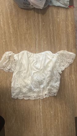 White Lace-Trim Off-Shoulder Women's Top