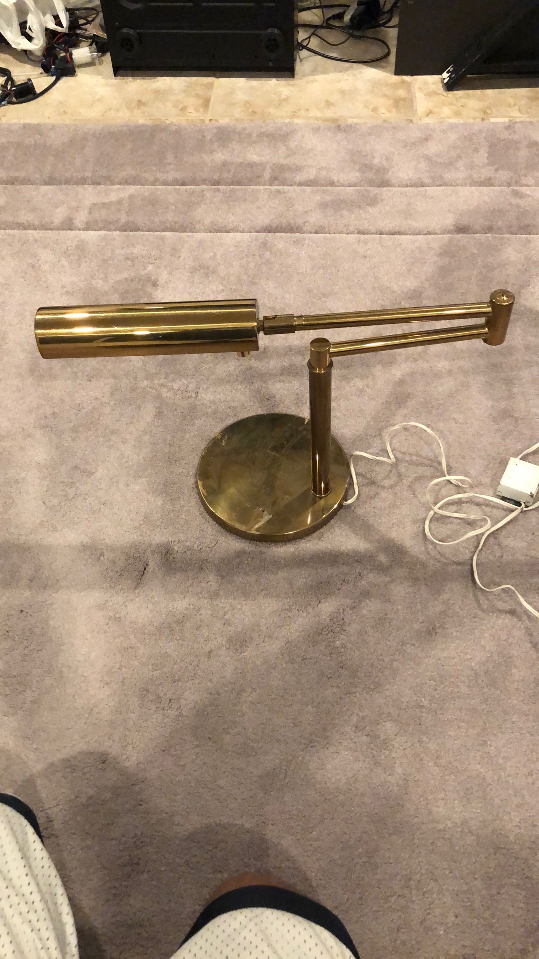 Mid-Century Brass Swing Table or Desk Lamp by Koch & Lowy