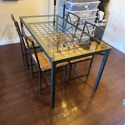 Modern Glass Dining Table + 4 Chairs