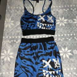 SHEIN Blue and Black Athletic Set