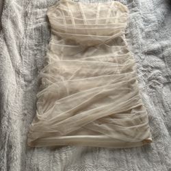 Ruffled Sleeveless Dress - Cream