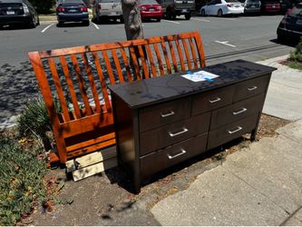King Wood Bed frame & black dresser