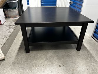 Black Wood Coffee Table with Lower Shelf