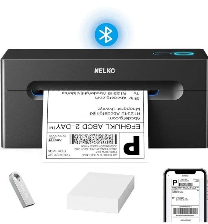 Bluetooth Thermal Shipping Label Printer, Wireless 4x6 Shipping Label Printer