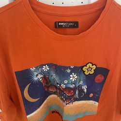 ROKU STUDIO Orange Graphic T-Shirt  L size