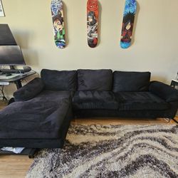 Black velvet sectional couch 