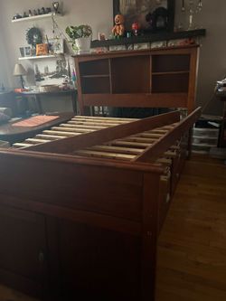 Wood Captain's Bed Frame with Storage