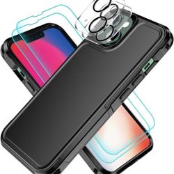 Shockproof for iPhone 14 Plus Case, with 2 Pack [Tempered Glass Screen Protector + Camera Lens Protector][12 FT Military Dropproof] Tough Rugged Heavy