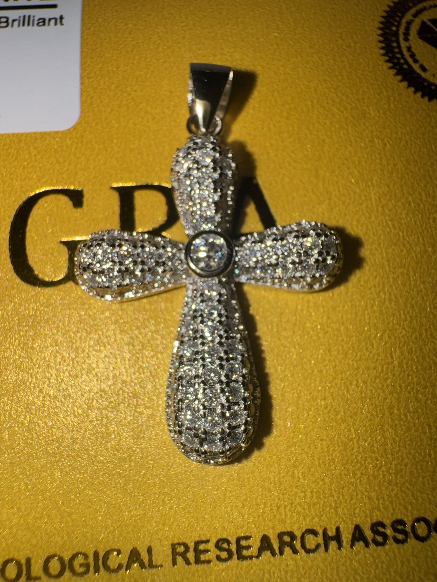 BLACK FRIDAY SALE Elegant Sterling Silver Moissanite Cross Pendant 