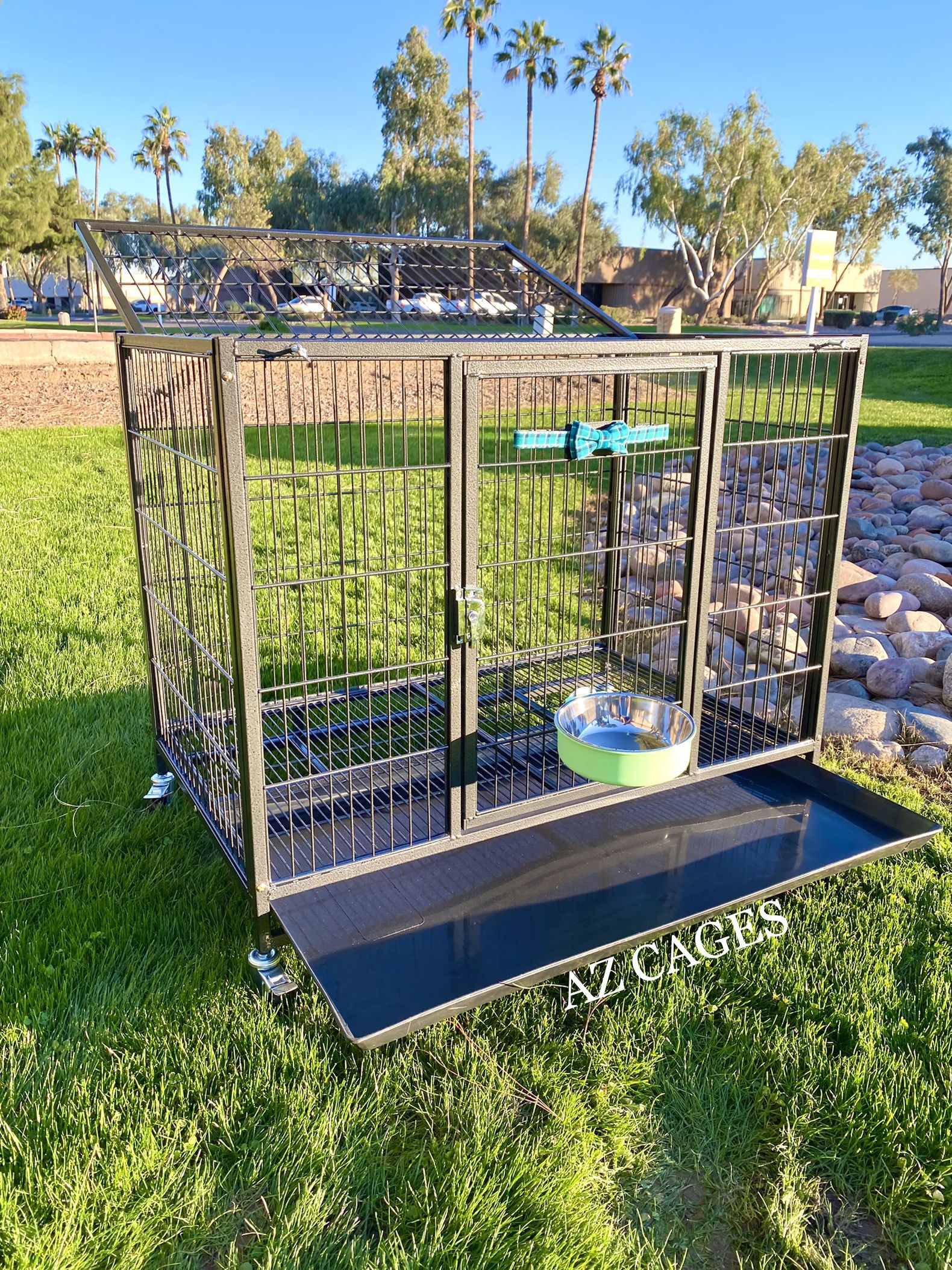 Brandnew HD Dog Kennel Crate Cage W/ Tray & Casters 🐶🐶 Dimensions: 37”L X 23”W X 30”H ✅ 🥳 🎁