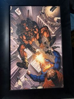 Superman Deadpool Wall Painting 