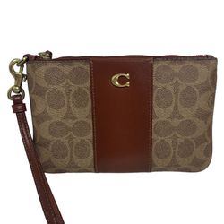 Coach Small Wristlet in Signature Canvas 