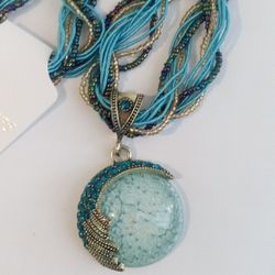 New Turquoise Pendant Vintage Boho Necklace 