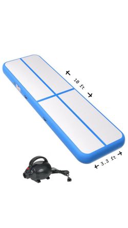 10 ft Inflatable Gymnastics Air Track Tumbling Mat with pump