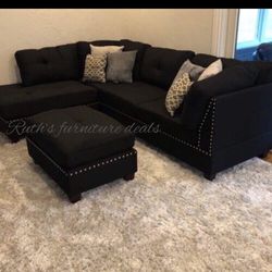 Black Sectional Sofa With Ottoman Brand Bew