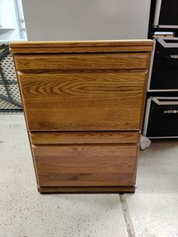 Solid Oak Wood 2 Drawer File Cabinet