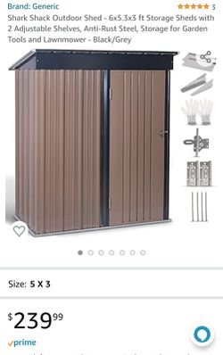 Brand New Outdoor Anti-Rust Steel Shed 6ftx5.3ftx3ft Thumbnail