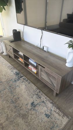 70x15x18 gray wood style tv stand for living room