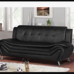 Kingway Furniture Gilan Faux Leather Living Room Sofa - Black