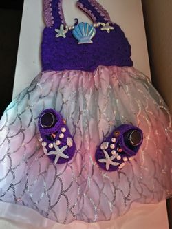 $25 Vestidos tejidos para niña incluye zapatitos y diadema