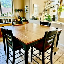 Counter Height Dining Set – Table with Self-Storing Leaf & 6 Chairs