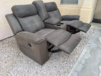 Free curbside delivery 🚚 Gray Faux Leather Manual Reclining