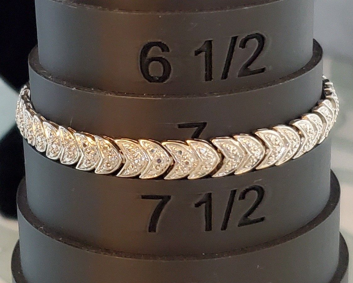 Lab-Created 12CT Round Cut Diamond Chevron Bracelet 14K White Gold Finish