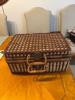 Vintage wicker picnic basket