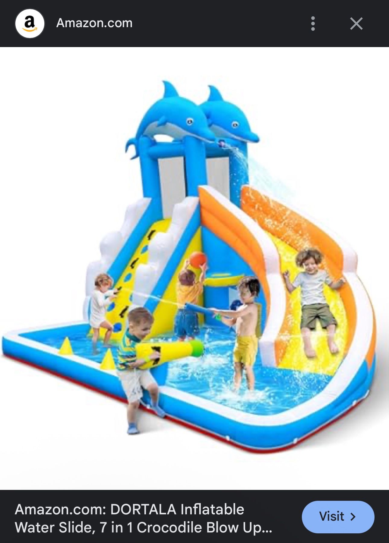 Culaluva Inflatable Water Slide for Kids: 5 in 1 Dolphin Blow up Bounce House