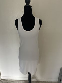 Zenana Outfitters White Ribbed Mini Tank Dress - Size M