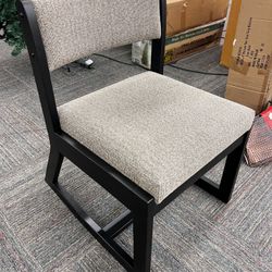 2-Position Sled Base Lounge Chair, Beechwood with Stone Fabric, New