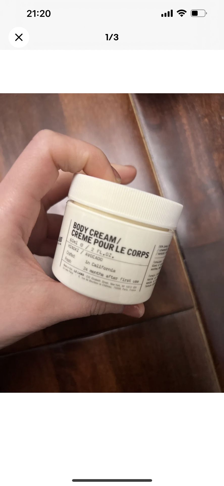 Le Labo Body Cream -Basil/Avocado 2.0 fl.oz (New)