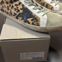 Authentic Golden Goose Super-Star Leopard Sneakers Black Star Size 40 w/ Box