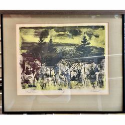John Muench 1(contact info removed) “First Snow”. Limited Edition 21 / 100 Lithograph Print Associated American Artists Hand Signed, Numbered, Framed