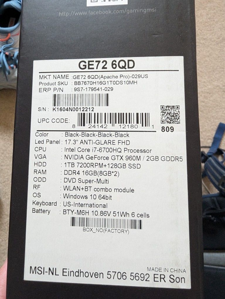 MSI GE72 Gaming Laptop 17.3 Inch