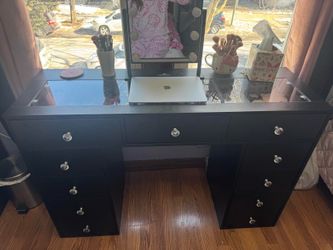 NEW IN BOX - Vanity Desk - With Outlets - Glass Top