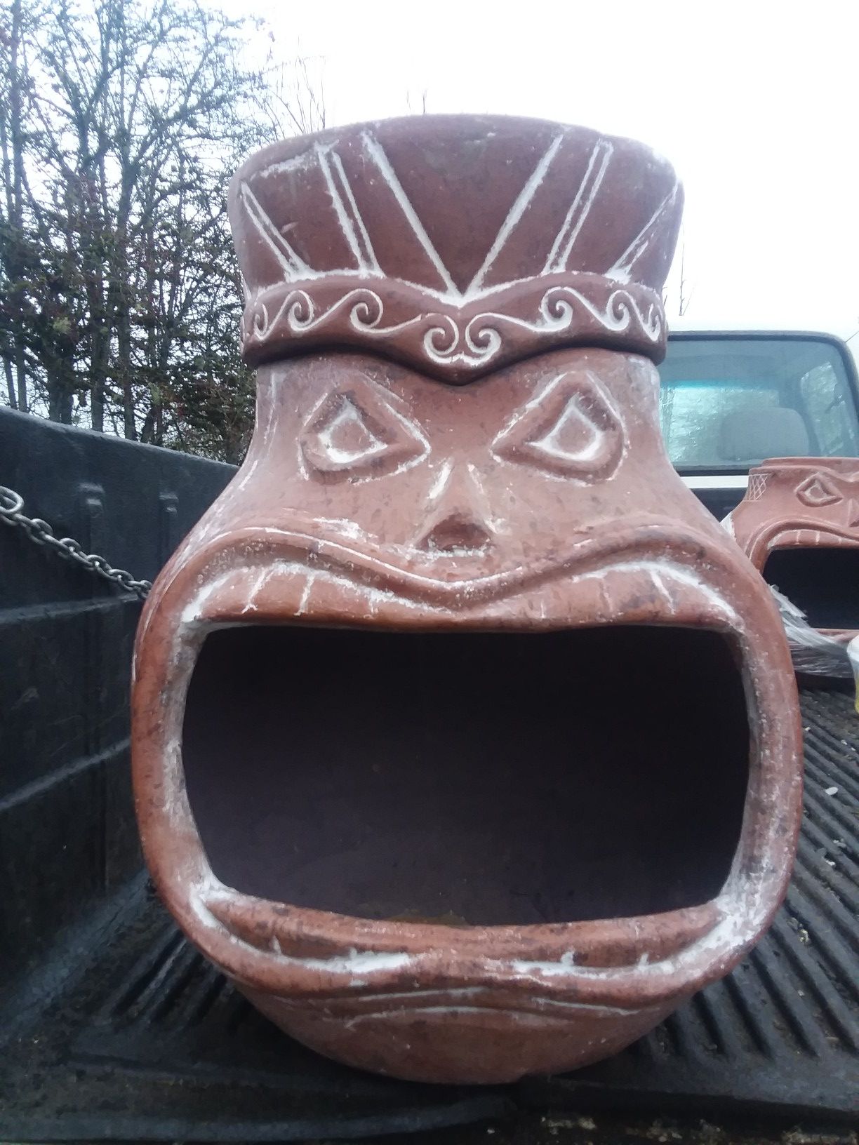 Tiki chiminea/fire pit